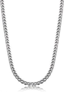 FIBO STEEL Polished Finish Curb Link Chain Necklace