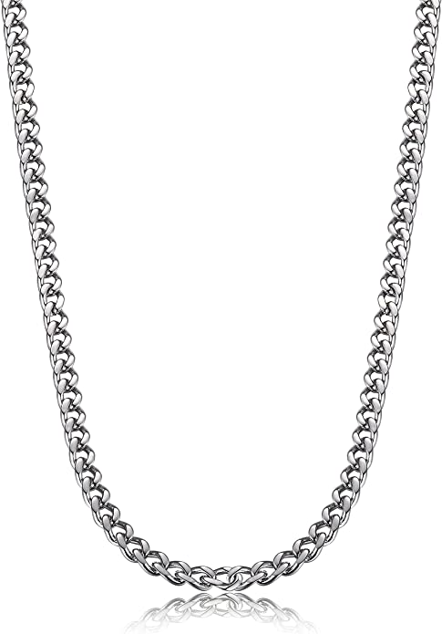FIBO STEEL Polished Finish Curb Link Chain Necklace