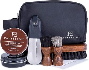 FootFitter Horsehair Travel Shoe Care Kit, 8-Piece