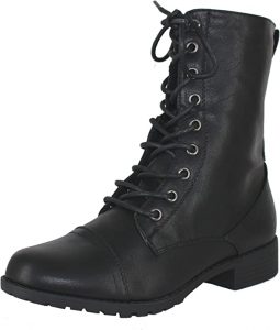 Forever Link Women’s Vegan Leather Low Heel Combat Boots