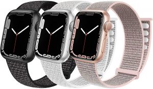 Geoumy Lightweight Hook & Loop Nylon Apple Watch Band, 3-Pack