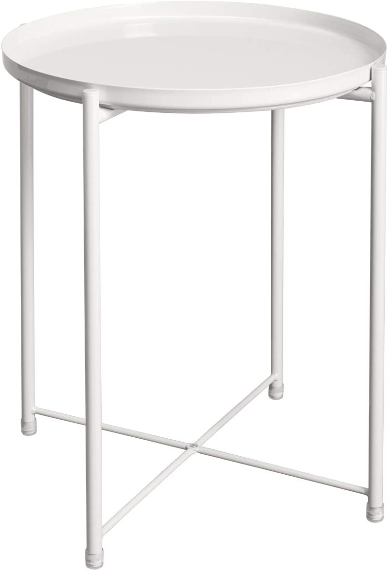 HollyHOME Modern White End Table For Bedroom
