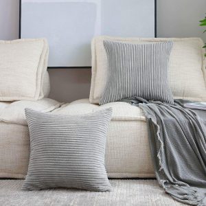 Home Brilliant Invisible Zipper Grey Throw Pillow Covers, 2-Pack
