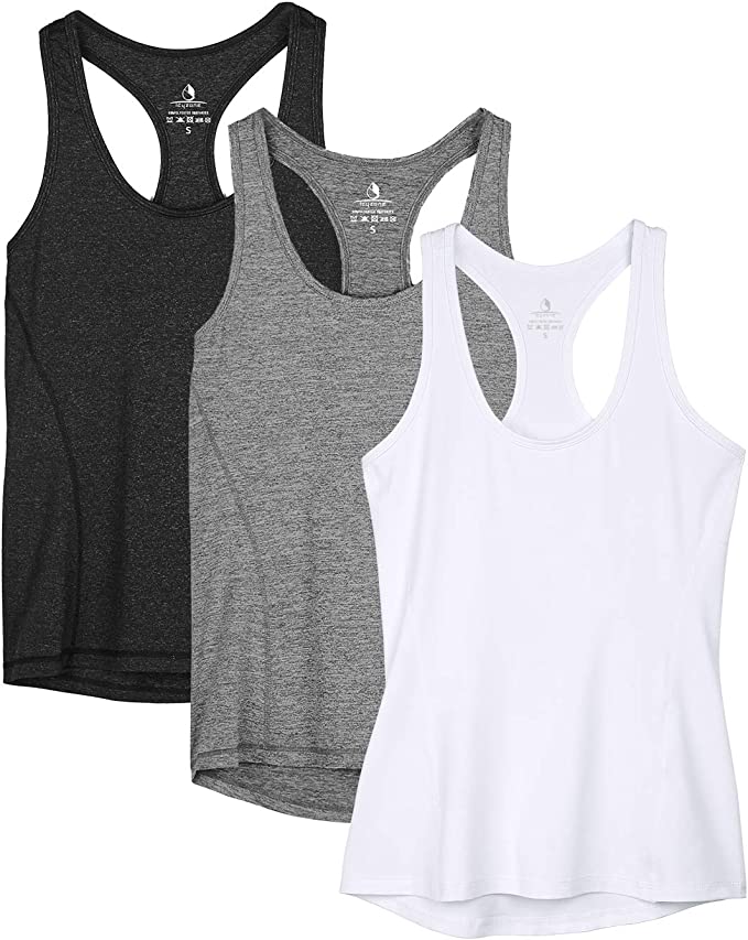 Icyzone Tag-Free Racerback Women's Workout Tank Tops, 3-Pack