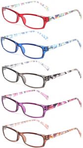 Kerecsen Women’s Spring Hinge Patterned Reading Glasses, 5 Pairs