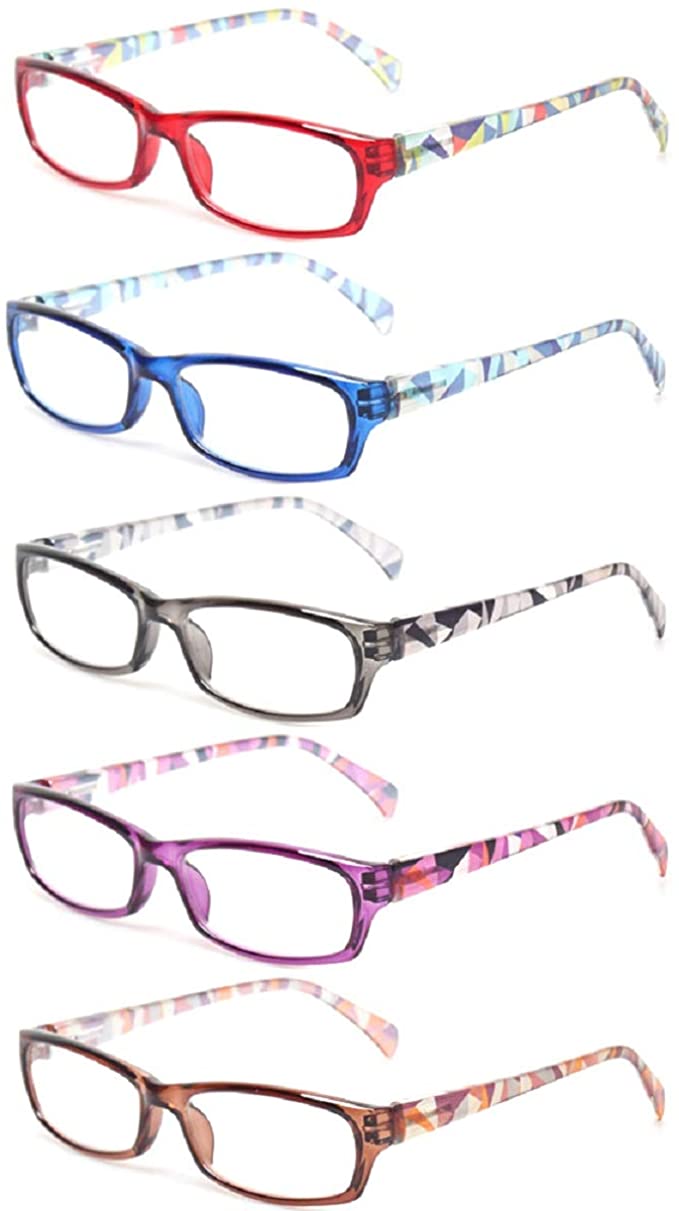 Kerecsen Women’s Spring Hinge Patterned Reading Glasses, 5 Pairs