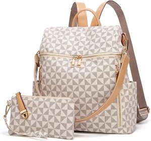 Makes Women’s PU Leather Convertible Backpack Purse & Wristlet