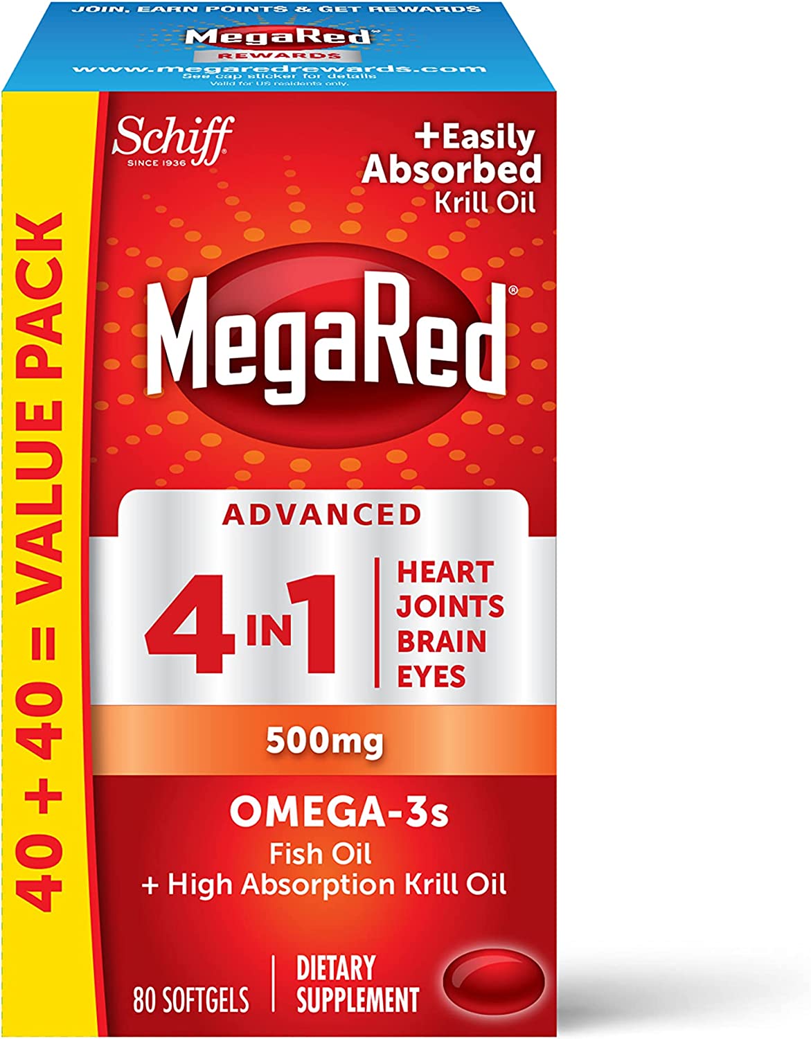 Megared 4-In-1 Advanced Krill Oil, 500mg