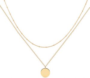 MEVECCO 18K Gold Plated Layered Pendant Necklace
