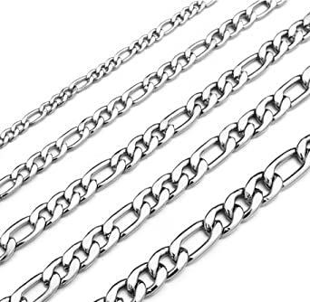 Monily Stainless Steel Figaro Chain Necklace