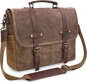 NEWHEY Leather & Waxed Canvas Messenger Bag