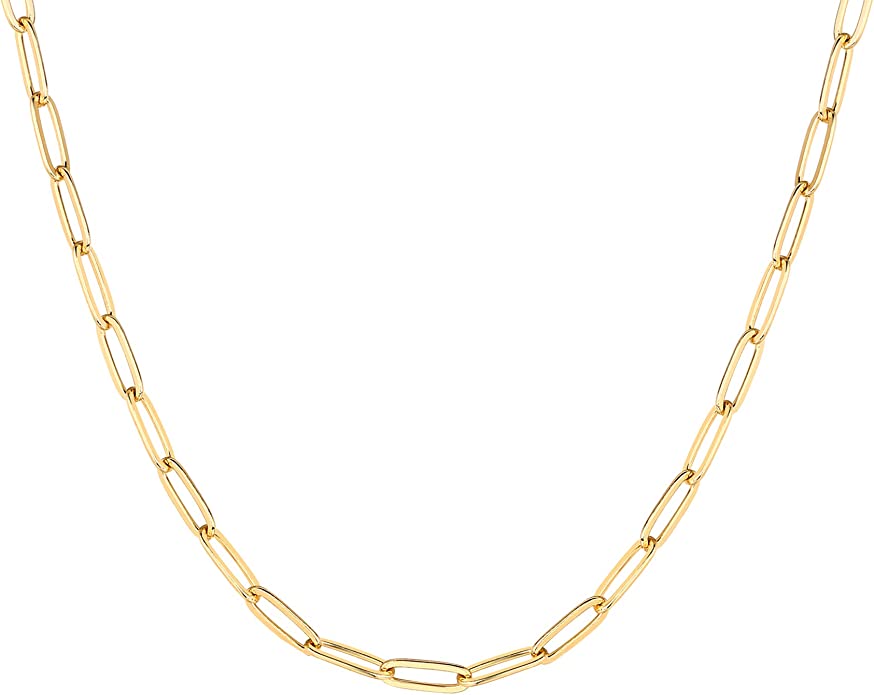 PAVOI 14K Gold Plated Paperclip Chain Necklace