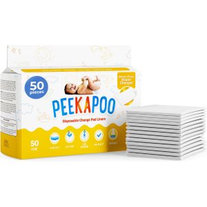 Peekapoo Cotton Disposable At-Home Changing Station, 50-Pack