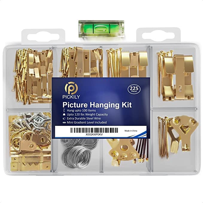 Pickily Steel Wire Organizer Picture Hanging Tools, 225-Piece