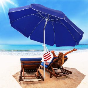 ROWHY Fiberglass Frame Vented Beach Umbrella