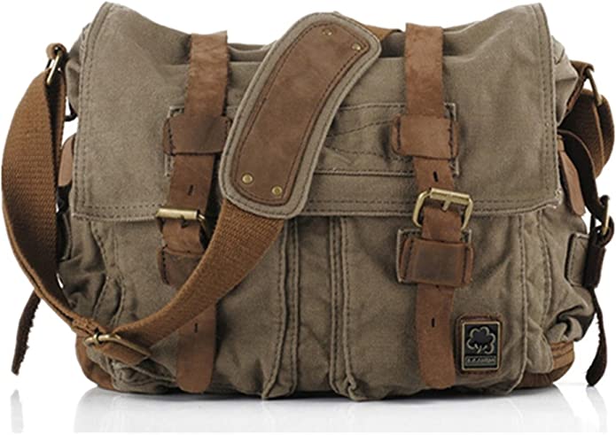 Sechunk Military Style Cotton Canvas Messenger Bag