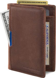 SERMAN BRANDS Smart Pull Strap Genuine Leather RFID Wallet