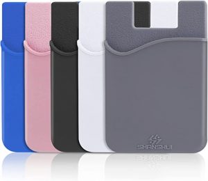 SHANSHUI Silicone Stick On Phone Wallet, 5 Pack