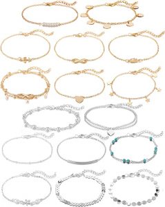 Softones Silver & Gold Chain Anklet, 16 Count