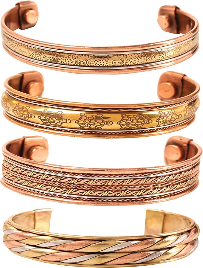 Touchstone Indian Handcrafted Healing Copper Bracelets, 3 Pack