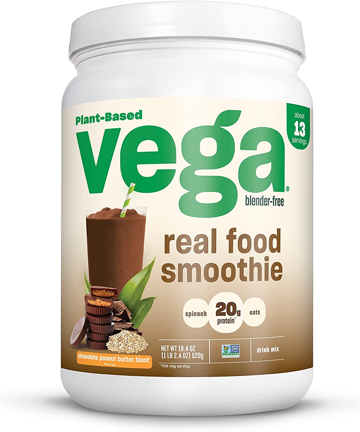 Vega Certified Vegan Protein Drink Mix, Chocolate Peanut Butter