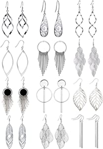 Venianus Assorted Styles Metal Drop Earrings, 12-Pairs
