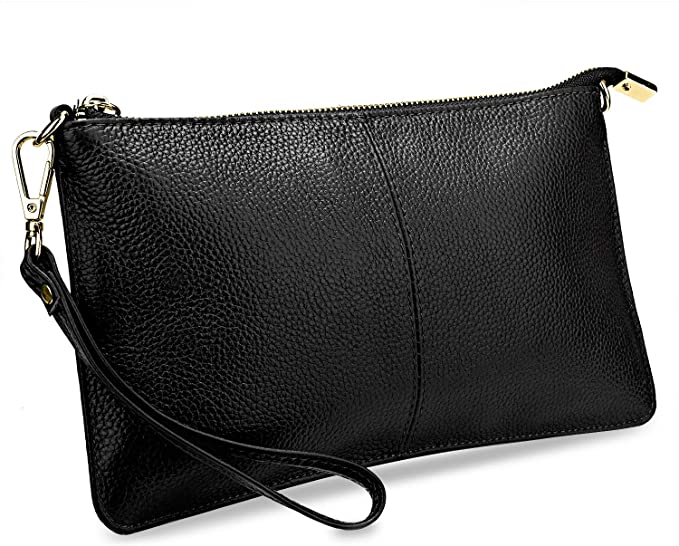 YALUXE Women’s Leather RFID Clutch With Shoulder Chain
