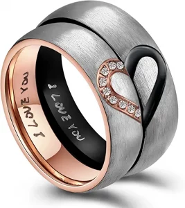 ANAZOZ His & Hers Heart Promise Rings For Men