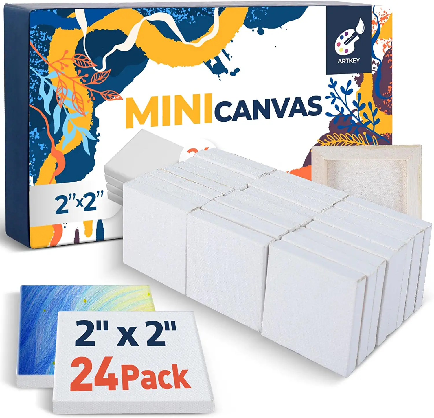Artkey Triple Primed Non-Toxic Mini Canvas, 24-Pack