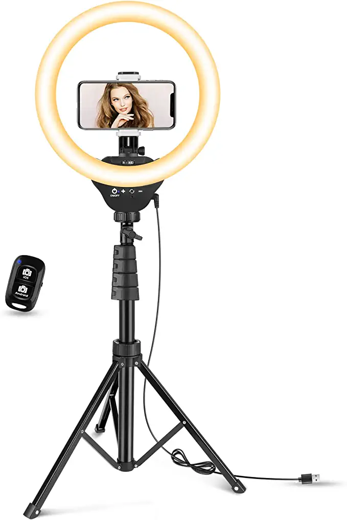 Aureday 12 Inch Dimmable Ring Light iPhone Tripods