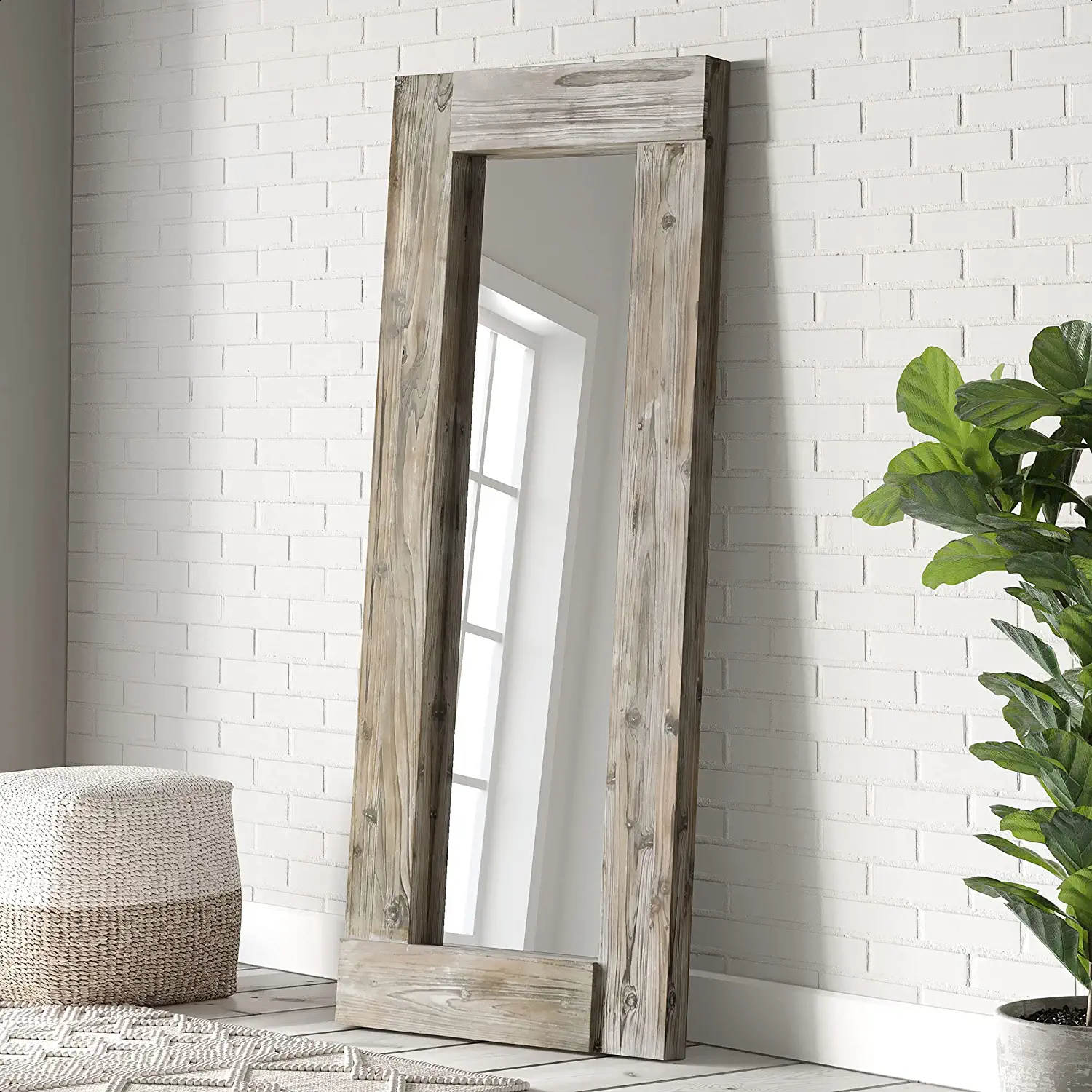 Barnyard Designs Wood Frame Full Length Leaning Mirror