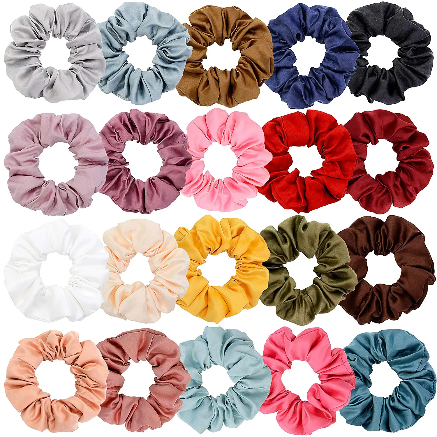 Chloven Matte Fabric Satin Scrunchies, 20-Count