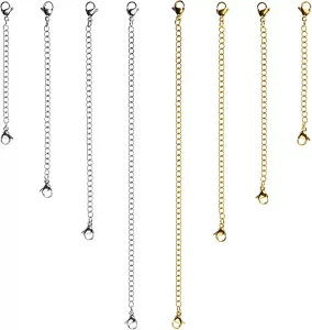 D-BUY Stainless Steel Chain Necklace Extender, 8 Pieces