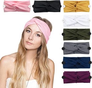 DRESHOW Mask Buttons Knotted Headbands, 8-Piece