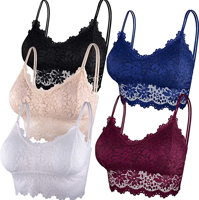 Duufin Padded Lace Bralettes, 5 Pieces