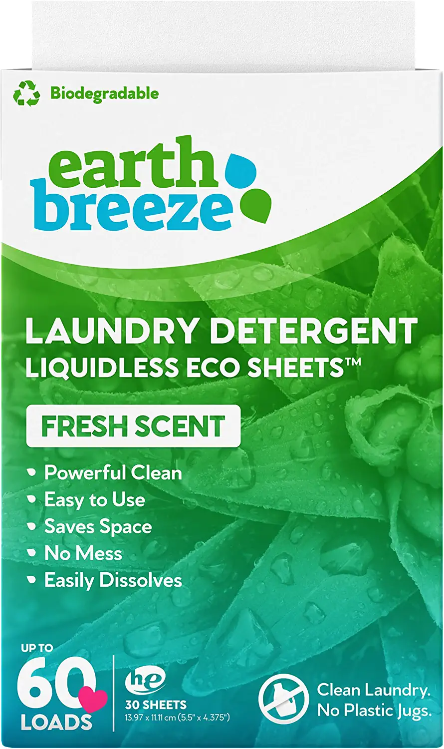 Earth Breeze Easy Dissolve Laundry Detergent Sheets, 30-Pack