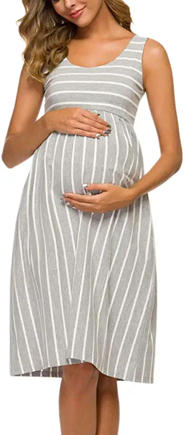 Ecavus Sleeveless High Waist Maternity Dress