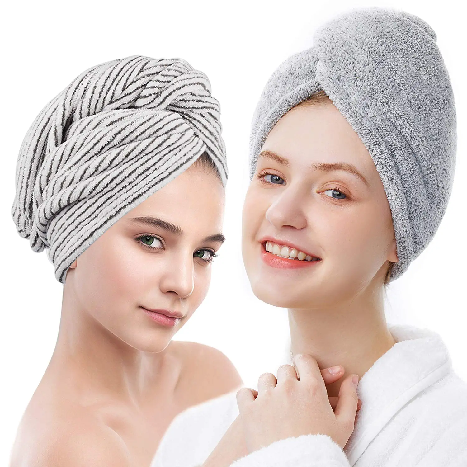 ELLEWIN Bamboo Fiber Towel Turbans, 2-Pack