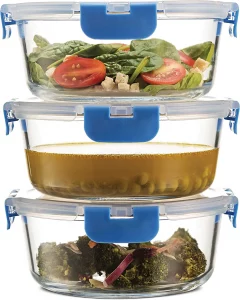 FineDine Airtight Eco-Friendly Glass Meal Prep Containers, 3-Pack