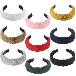 Funtopia Flexible Plastic Knotted Headbands, 9-Piece