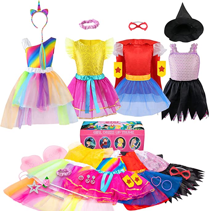 Jeowoqao Magical Girls’ Dress Up Clothes, 24-Piece