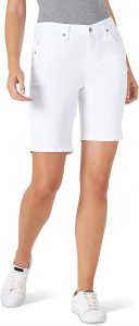 Lee Women’s White Relaxed-Fit Bermuda Denim Shorts