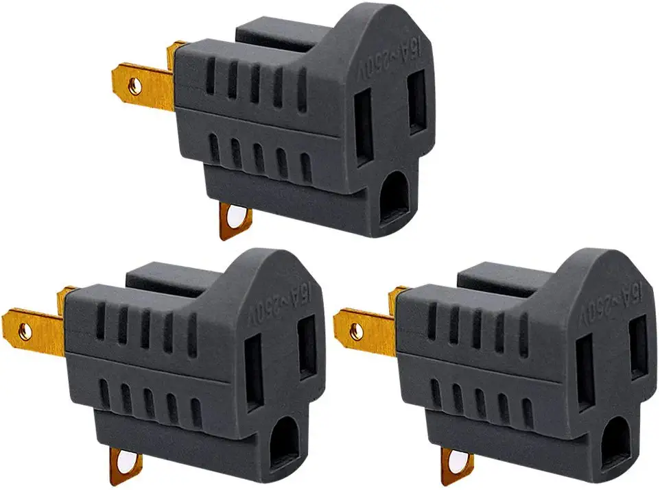 LYOOWNG Industrial 3-To-2 Prong Plug Adapter, 3-Count