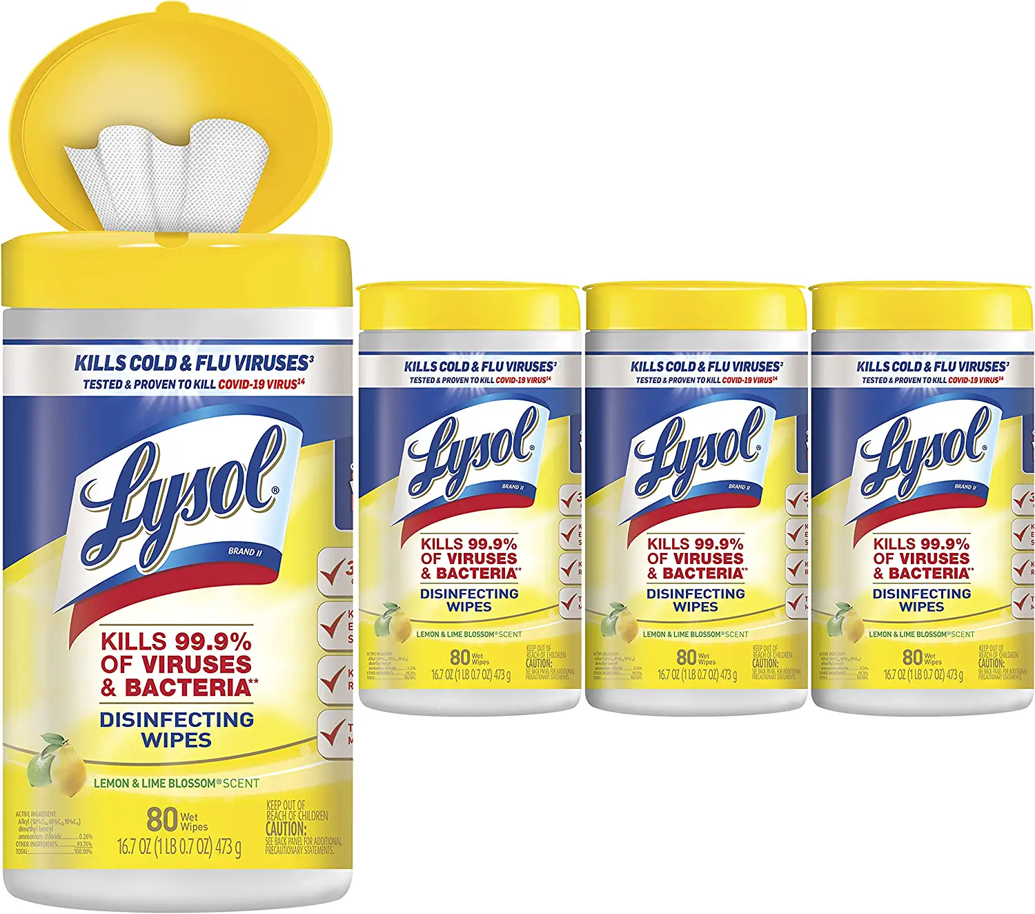 Lysol Virus Killing Wipes Cleaning Products, 4-Pack