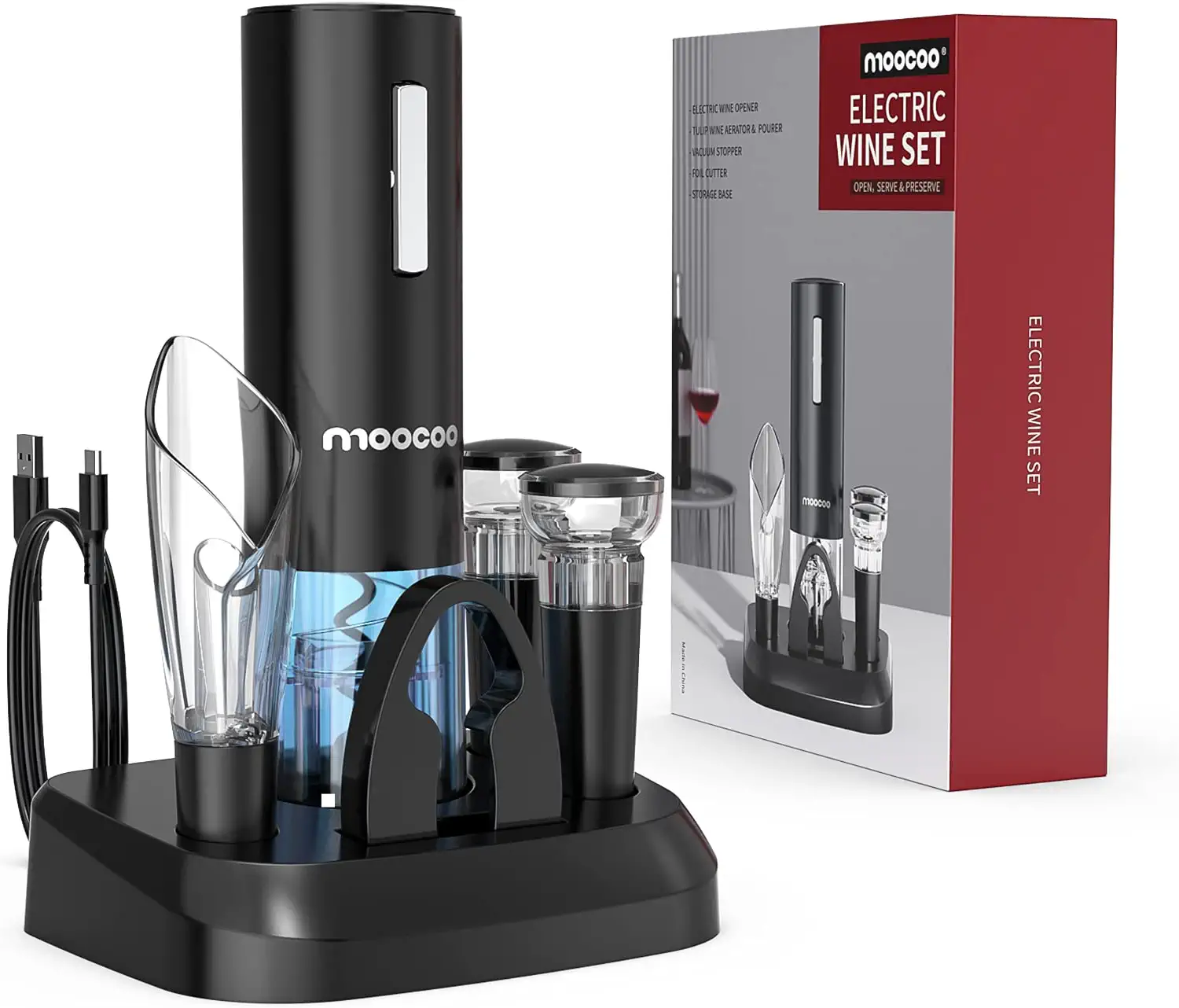 Moocoo All-In-One Rechargeable Electric Wine Opener