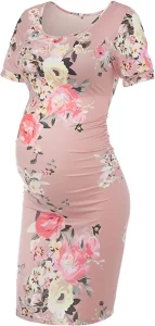 MUSIDORA Ruched Sides Bodycon Maternity Dress