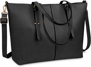 NEWHEY Water-Resistant PU Leather Tote Work Bag