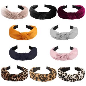 Ondder Velvet Fabric Knotted Headbands, 10-Piece