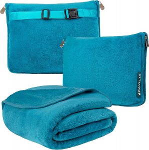 PAVILIA Microfiber Fleece Travel Blanket & Pillow