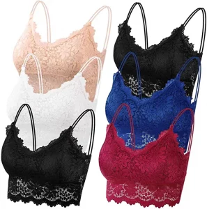 PAXCOO Padded Lace Bralettes, 6 Pieces